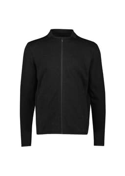 A men's zip front jumper in black, featuring a sleek design and a subtle logo. Ideal for casual wear.