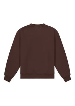 A brown women's crew sweatshirt with a simple design, featuring long sleeves and a crew neck.