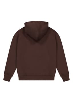 A brown women's hoodie with a hood and long sleeves, featuring a simple design and no visible branding.