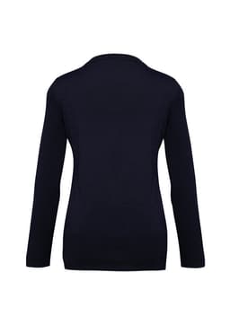 A dark navy women's Milano cardigan with long sleeves and a simple design, featuring no visible logos.