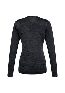 A dark grey women's Milano pullover jumper, featuring long sleeves and a fitted design.