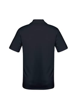 A dark navy men's short sleeve polo shirt featuring a collar and an unobtrusive logo.