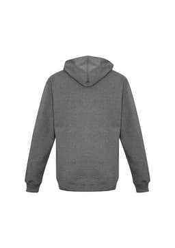 A grey men's crew hoodie with a hood and long sleeves, featuring a plain back design.