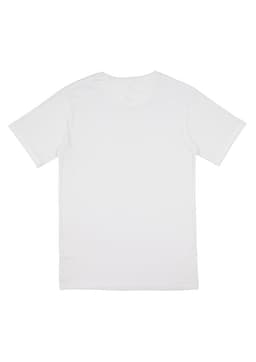 A plain white short sleeve tee with a simple design and no visible logos or branding.