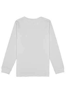 A white long sleeve tee with a simple design and no visible branding.