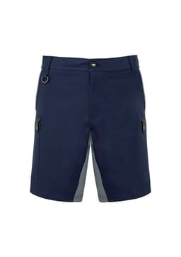 Mens Streetworx Stretch Short in navy with grey accents, featuring pockets and a logo.