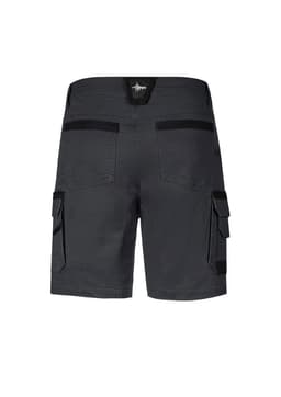 Men's streetwork shorts in dark grey featuring two back pockets and cargo-style pockets on the sides.