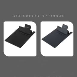 A multi-function mouse pad in black with a wireless charging feature and a stand, available in six optional colours.