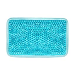 A rectangular gel bead pad in a light blue colour, designed for hot and cold therapy, featuring a subtle border.