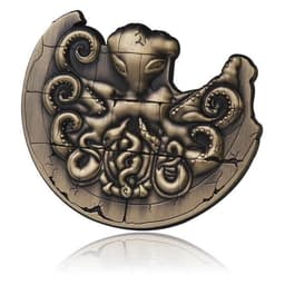 A bronze 3D die cast lapel pin featuring an intricate octopus design with detailed tentacles and a textured surface.