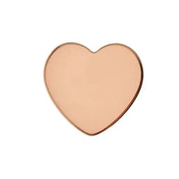 A heart-shaped stainless steel badge in a shiny rose gold colour, featuring a smooth surface.