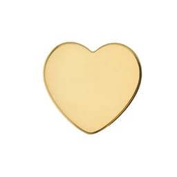 A heart-shaped stainless steel name badge in a shiny gold finish, featuring a smooth surface.