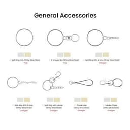 A collection of metal print keychain designs in various styles, featuring split rings and attachment options.