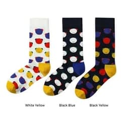 Three pairs of dress socks featuring a bear head pattern. Colours include white with yellow, black with blue, and black with yellow.