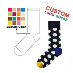 A pair of black dress socks featuring a bear head pattern, with multicoloured accents and a selection of colours shown.