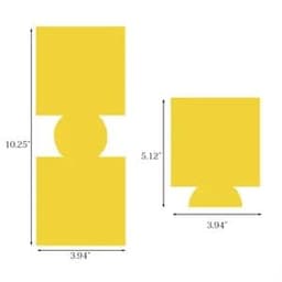 A yellow neoprene collapsible can cooler with dimensions shown, featuring a logo.