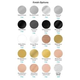 A selection of NFC Metal Business Card finish options in various colours, including silver, black, gold, and copper.