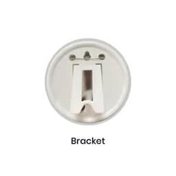A circular silver bracket with a flat section and two mounting holes at the top.