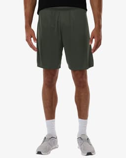 Men's Pro-Lock Performance Shorts in olive green, featuring an elastic waistband and logo branding.