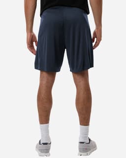 Men's Pro-Lock Performance Shorts in navy, featuring a logo, shown from the back on a model.