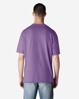 A purple Gildan Softstyle adult T-shirt displayed from the back, featuring a casual fit and a plain design.