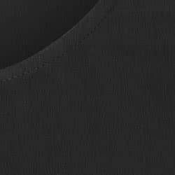 A close-up view of a black fabric with a smooth texture, featuring shirred detailing at the cuffs.