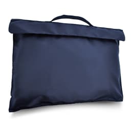 A navy blue library bag with a handle and a simple design. It features a logo on the front.