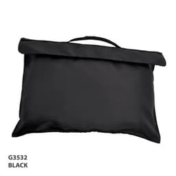A black Bryce Library Bag featuring a handle and a fold-over top closure. It has a simple design with no visible logos.