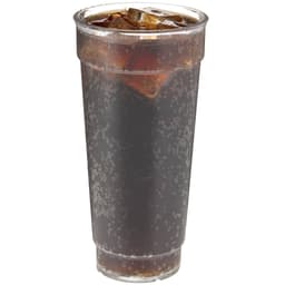A clear 700ml cup filled with a dark fizzy drink and ice cubes, featuring a simple logo.
