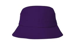 A purple infants bucket hat with a wide brim, featuring a simple design and a small logo.