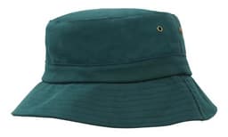 A green brushed sports twill infant bucket hat with a wide brim and eyelets for ventilation.