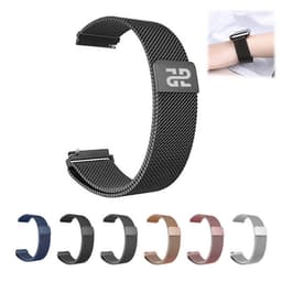 A mesh stainless steel watch band in various colours, displayed on a wrist and as a standalone product.