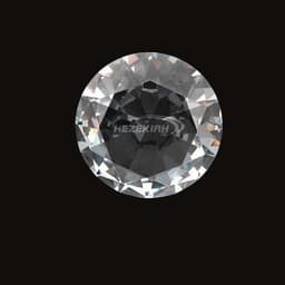 A diamond-shaped paperweight featuring a clear, faceted surface, with a logo in the centre.