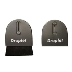 A retractable computer cleaning brush in grey with a black bristle head, featuring branding on both sides.
