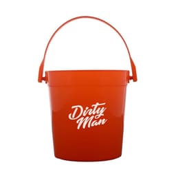 An orange plastic cocktail bucket with a handle, featuring a logo on the front.