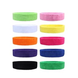 A variety of Terry Cotton Sports Headbands in green, pink, white, orange, purple, blue, black, and more. Each has a soft, fluffy texture.