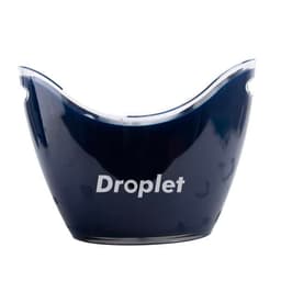 A navy blue ingot-shaped ice bucket with a glossy finish and a logo on the front.