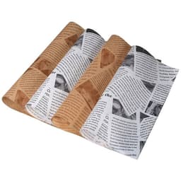 Custom printed baking paper in brown and black designs, featuring various printed patterns and textures.