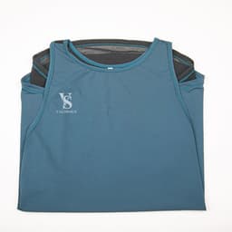 A men's sports breathable mesh tank top in teal, featuring a logo on the front and a lightweight design.