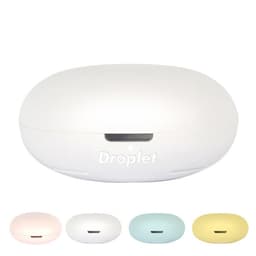 A white essential oil diffuser with a smooth, oval shape, displayed alongside pastel colour options in pink, blue, and yellow.