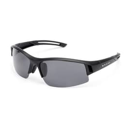 Sleek black outdoor sports sunglasses with a case, featuring a sporty design and tinted lenses.