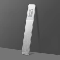 A set of custom nano nail files in a sleek design, featuring a textured surface and a blank area for personalisation.