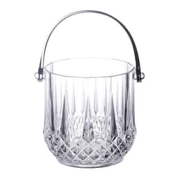 Acrylic ice bucket with a silver handle, featuring a crystal-like design in clear colour.