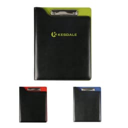 A4 multipurpose file folder in black with a green clip, featuring red and blue variants. Includes a logo.