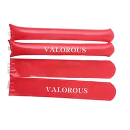 A pair of red inflatable cheering sticks with a logo, designed for events and exhibitions.