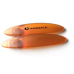 A drink bottle opener in a translucent orange colour with a logo on one side.