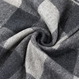 A custom winter scarf featuring a grey and black checkered pattern, made of soft, textured fabric.