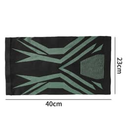 A black and green personalised cycling windproof neck gaiter measuring 40cm by 23cm, featuring a geometric design.