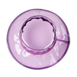 A transparent bucket hat in purple, featuring a wide brim and a textured band around the crown.