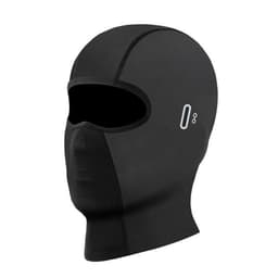 A black custom balaclava ski mask with a seamless design and a logo on the side.